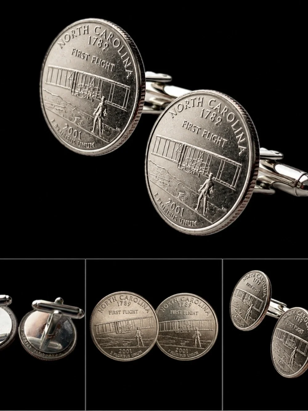 North Carolina State Quarter Coin Cufflinks | Wright Brothers First Flight